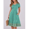 image:imageANRABESS Women Summer Casual Short Sleeve A Line Midi Dresses with PocketTeal Spades Floral
