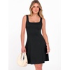 image:imageANRABESS Women Summer Sleeveless Square Neck Cocktail Dress 2026 ALine Casual Formal Beach Vacation Party Mini Dress Black Medium