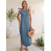 image:imageANRABESS Women Summer Sundress Wrinkle Free Sleeveless Maxi Dress ampPocketsGrey Blue