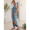 image:imageANRABESS Women Summer Sundress Wrinkle Free Sleeveless Maxi Dress ampPocketsGrey Blue