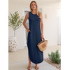 image:imageANRABESS Women Summer Sundress Wrinkle Free Sleeveless Maxi Dress ampPocketsNavy Blue