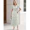 image:imageANRABESS Womens Floral Tulle Wedding Guest Short Sleeve Maxi DressBlue Green Floral