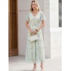 image:imageANRABESS Womens Floral Tulle Wedding Guest Short Sleeve Maxi DressBlue Green Floral