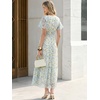 image:imageANRABESS Womens Floral Tulle Wedding Guest Short Sleeve Maxi DressBlue Green Floral