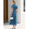 image:imageANRABESS Womens Floral Tulle Wedding Guest Short Sleeve Maxi DressBlue Yellow Floral