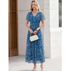 image:imageANRABESS Womens Floral Tulle Wedding Guest Short Sleeve Maxi DressBlue Yellow Floral