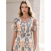image:imageANRABESS Womens Floral Tulle Wedding Guest Short Sleeve Maxi DressCream Navy Floral