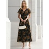 image:imageANRABESS Womens Floral Tulle Wedding Guest Short Sleeve Maxi DressFloral Black Yellow