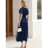 image:imageANRABESS Womens Floral Tulle Wedding Guest Short Sleeve Maxi DressNavy Blue
