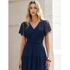image:imageANRABESS Womens Floral Tulle Wedding Guest Short Sleeve Maxi DressNavy Blue