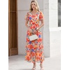 image:imageANRABESS Womens Floral Tulle Wedding Guest Short Sleeve Maxi DressOrange Red Floral