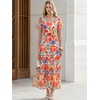 image:imageANRABESS Womens Floral Tulle Wedding Guest Short Sleeve Maxi DressOrange Red Floral