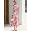 image:imageANRABESS Womens Floral Tulle Wedding Guest Short Sleeve Maxi DressPink Blue Floral