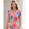 image:imageANRABESS Womens Floral Tulle Wedding Guest Short Sleeve Maxi DressPink Blue Floral