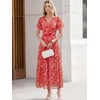 image:imageANRABESS Womens Floral Tulle Wedding Guest Short Sleeve Maxi DressRed White Floral