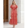 image:imageANRABESS Womens Floral Tulle Wedding Guest Short Sleeve Maxi DressRed White Floral