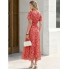 image:imageANRABESS Womens Floral Tulle Wedding Guest Short Sleeve Maxi DressRed White Floral
