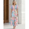 image:imageANRABESS Womens Floral Tulle Wedding Guest Short Sleeve Maxi DressWhite Blue Pink Floral