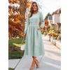 image:imageANRABESS Womens Long Sleeve Striped Fall Midi Dress with PocketsGreen White Stripe