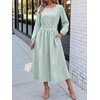 image:imageANRABESS Womens Long Sleeve Striped Fall Midi Dress with PocketsGreen White Stripe