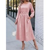 image:imageANRABESS Womens Long Sleeve Striped Fall Midi Dress with PocketsLightcoral White Stripe