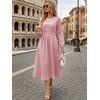 image:imageANRABESS Womens Long Sleeve Striped Fall Midi Dress with PocketsLightcoral White Stripe