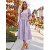 image:imageANRABESS Womens Long Sleeve Striped Fall Midi Dress with PocketsPurple White Stripe