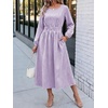 image:imageANRABESS Womens Long Sleeve Striped Fall Midi Dress with PocketsPurple White Stripe