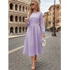 image:imageANRABESS Womens Long Sleeve Striped Fall Midi Dress with PocketsPurple White Stripe