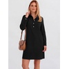 image:imageANRABESS Womens Long Sleeve Striped Fall Shift Shirt DressBlack