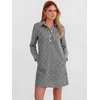 image:imageANRABESS Womens Long Sleeve Striped Fall Shift Shirt DressBlack White Plaid