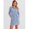 image:imageANRABESS Womens Long Sleeve Striped Fall Shift Shirt DressBlue White Stripe