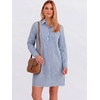 image:imageANRABESS Womens Long Sleeve Striped Fall Shift Shirt DressBlue White Stripe