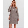 image:imageANRABESS Womens Long Sleeve Striped Fall Shift Shirt DressBrown White Plaid