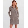 image:imageANRABESS Womens Long Sleeve Striped Fall Shift Shirt DressBrown White Plaid