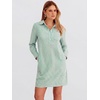 image:imageANRABESS Womens Long Sleeve Striped Fall Shift Shirt DressGreen White Stripe
