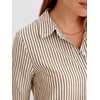 image:imageANRABESS Womens Long Sleeve Striped Fall Shift Shirt DressLight Brown White Stripe