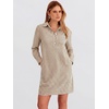 image:imageANRABESS Womens Long Sleeve Striped Fall Shift Shirt DressLight Brown White Stripe