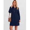 image:imageANRABESS Womens Long Sleeve Striped Fall Shift Shirt DressNavy Blue