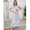 image:imageANRABESS Womens Summer Casual Boho Chiffon Maxi Dress Wedding Guest DressesFloral White Teal