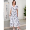 image:imageANRABESS Womens Summer Casual Boho Chiffon Maxi Dress Wedding Guest DressesFloral White Teal