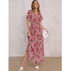 image:imageANRABESS Womens Summer Casual Boho Chiffon Maxi Dress Wedding Guest DressesRose Red Flor