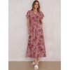 image:imageANRABESS Womens Summer Casual Boho Chiffon Maxi Dress Wedding Guest DressesRose Red Flor