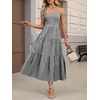 image:imageANRABESS Womens Summer Striped Gingham Midi Dresses Casual Beach SundressBlack White Plaid