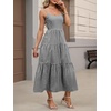 image:imageANRABESS Womens Summer Striped Gingham Midi Dresses Casual Beach SundressBlack White Plaid
