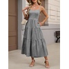image:imageANRABESS Womens Summer Striped Gingham Midi Dresses Casual Beach SundressBlack White Plaid