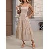 image:imageANRABESS Womens Summer Striped Gingham Midi Dresses Casual Beach SundressBrown White Plaid