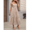 image:imageANRABESS Womens Summer Striped Gingham Midi Dresses Casual Beach SundressBrown White Plaid