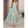 image:imageANRABESS Womens Summer Striped Gingham Midi Dresses Casual Beach SundressGreen White Plaid