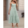 image:imageANRABESS Womens Summer Striped Gingham Midi Dresses Casual Beach SundressGreen White Plaid